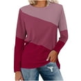 thumbnail image 1 of Lindreshi Long Sleeve Shirts for Women's Solid Round-Neck Long Sleeve Top, 1 of 4