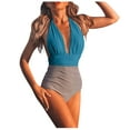 thumbnail image 1 of Lindreshi One Piece Swimsuits for Women Women's Sexy Color Matching Pleated Swimsuit Bikini, 1 of 4