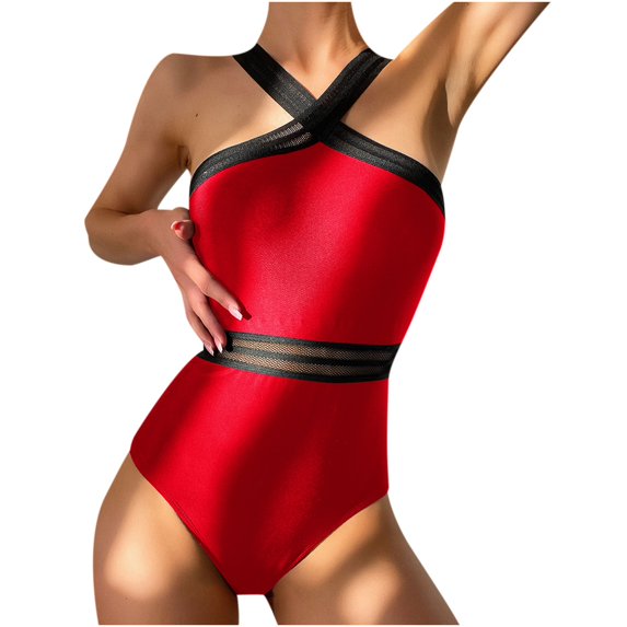 Lindreshi One Piece Swimsuits for Women Women's Solid Color Bikini Swimsuit Beachwear Set