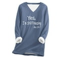 thumbnail image 1 of Lindreshi Pajamas for Women Fashion Woman Long Sleeve Round Neck Printing Blouse Causal Pullover Long Sleeve Tops, 1 of 4