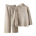 thumbnail image 1 of Lindreshi Pj Sets for Woman Women Winter Knit Long Sleeved Pants Shirt Casual Two Piece Suit, 1 of 8