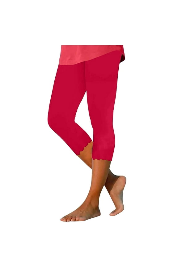 Plus Size Capri Leggings Clearance Women's Summer High Waisted Solid Color Capris Matching Slim Fitting Yoga Gym Pants