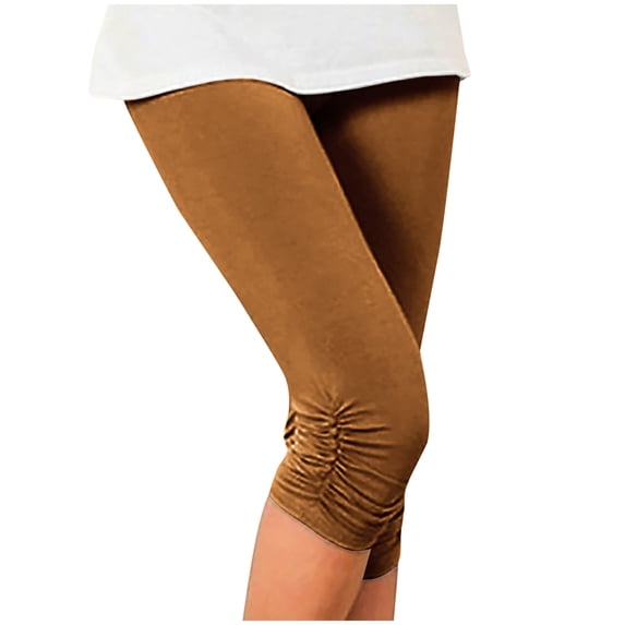 Lindreshi Plus Size Capri Leggings Clearance Women's Summer High Waisted Solid Color Capris Matching Slim Fitting Yoga Gym Pants