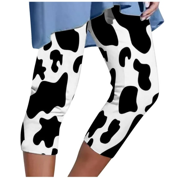 Lindreshi Plus Size Capri Leggings Clearance Womens Athletic Cropped Pants Floral Printing Casual Elastic Waist Beach Pants