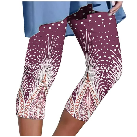 Lindreshi Plus Size Capri Leggings Clearance Womens Athletic Cropped Pants Solid Color Casual Elastic Waist Beach Pants