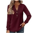thumbnail image 1 of Lindreshi Plus Size Tops Long Sleeve Fashion Women's Button V-Neck Long Sleeve Casual T-Shirt Top Solid Blouse, 1 of 6