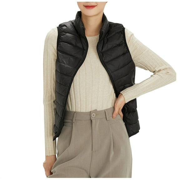 Lindreshi Puffer Vest Women Plus Size Clearance Fashion Women Winter Warm Wadded Jacket Style Lightweight Down Coat Vest Jacket