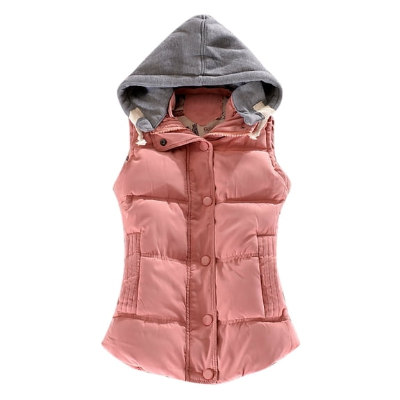 Lindreshi Puffer Vest Women Plus Size Clearance Women Hooded Casual Fashion Zippers Loose Sleeveless Zipper Solid Warm Coat Tops Vest