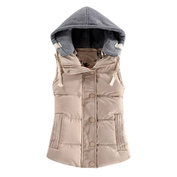 Lindreshi Puffer Vest Women Plus Size Clearance Women Hooded Casual Fashion Zippers Loose Sleeveless Zipper Solid Warm Coat Tops Vest