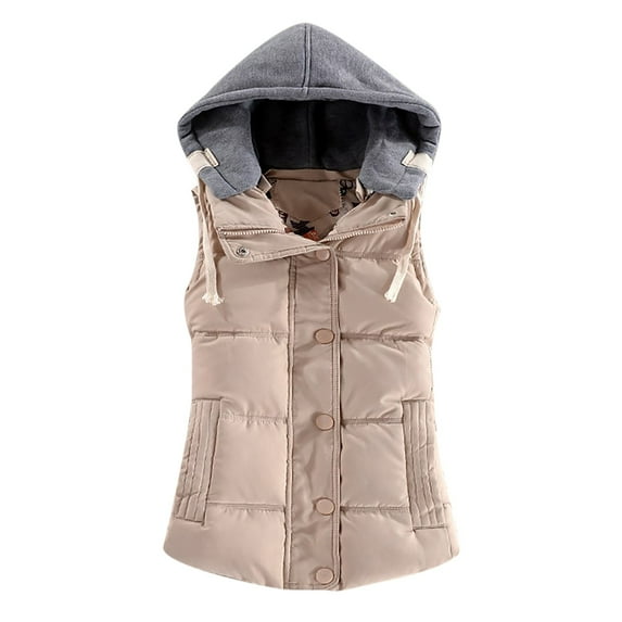 Lindreshi Puffer Vest Women Plus Size Clearance Women Hooded Casual Fashion Zippers Loose Sleeveless Zipper Solid Warm Coat Tops Vest