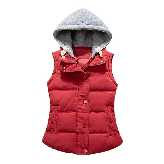 Lindreshi Puffer Vest Women Plus Size Clearance Women Hooded Casual Fashion Zippers Loose Sleeveless Zipper Solid Warm Coat Tops Vest