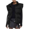 thumbnail image 1 of Lindreshi Puffer Vest Women Plus Size Clearance Womens Puffer Stand Collar Quilted Zip up Padded Puffy Sleeveless Jacket Bubble Coat, 1 of 6