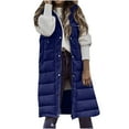 thumbnail image 1 of Lindreshi Puffer Vest Women Plus Size Women's Solid Color Hooded Single-Breasted Mid-length Padded Vest Sleeveless Pocket Jacket, 1 of 6