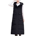 thumbnail image 1 of Lindreshi Puffer Vest for Women Clearance Fashion Women Pocket Coat Long Jacket Winter Sleeveless Down Cotton Waistcoat, 1 of 6