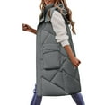 thumbnail image 1 of Lindreshi Puffer Vest for Women Clearance Women Warm Pocket Hooded Coat Long Jacket Winter Sleeveless Down Parkas, 1 of 5