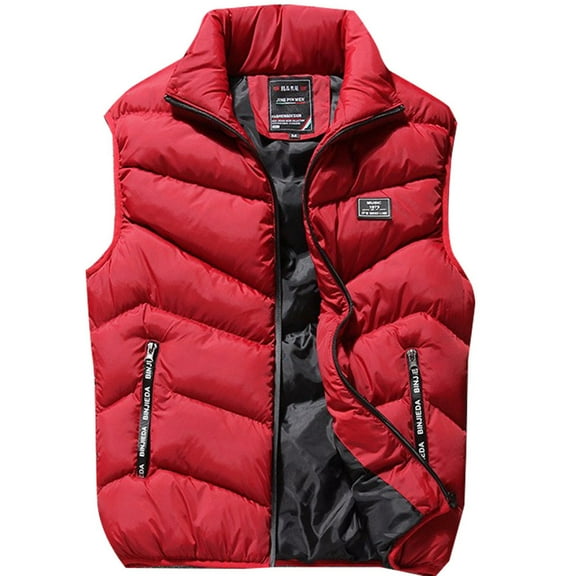 Lindreshi Puffer Vest for Women Plus Size Men's Solid Color Autumn and Winter Warm and Windproof Capless Slim Vest