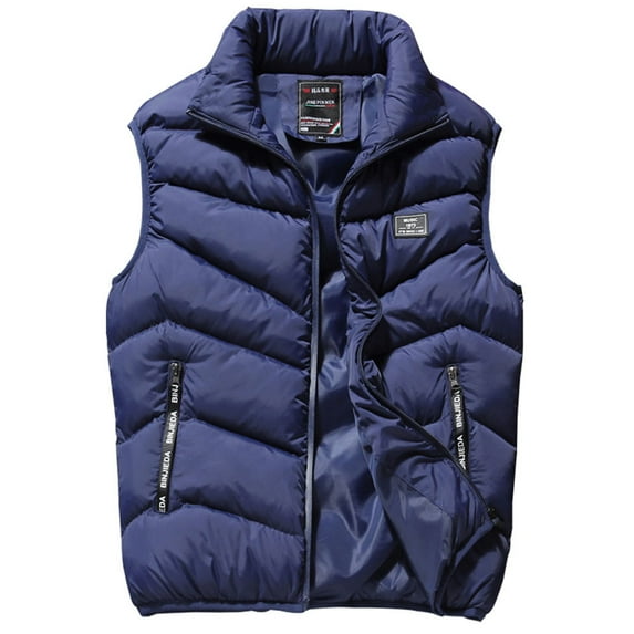 Lindreshi Puffer Vest for Women Plus Size Men's Solid Color Autumn and Winter Warm and Windproof Capless Slim Vest