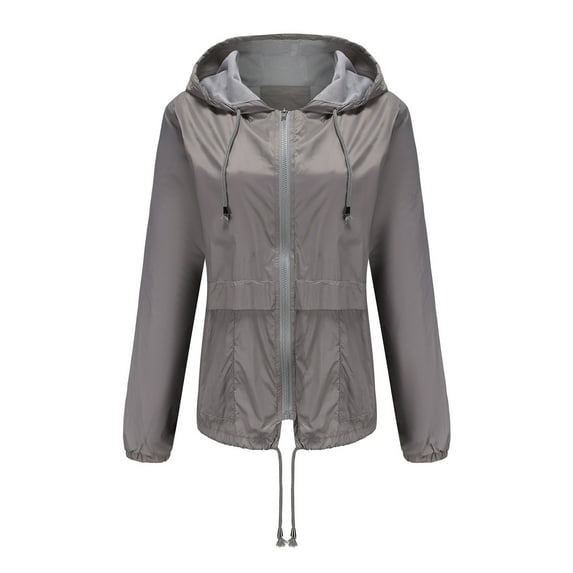 Lindreshi Rain Jacket Womens Waterproof with Hood Women鈥檚 Solid Rain Jacket Outdoor Jackets Hooded Raincoat Windproof