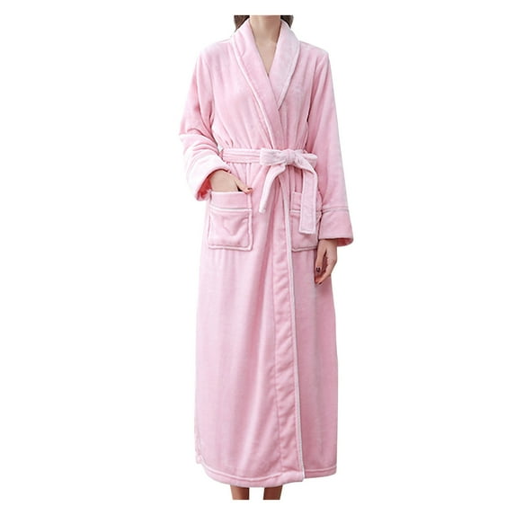 Lindreshi Robes for Women Clearance Adult Home Wear Flannel Nightgown Long Coral Velvet Bathrobe