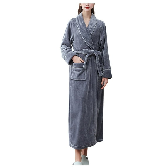 Lindreshi Robes for Women Clearance Adult Home Wear Flannel Nightgown Long Coral Velvet Bathrobe