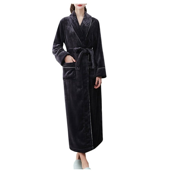 Lindreshi Robes for Women Clearance Adult Home Wear Flannel Nightgown Long Coral Velvet Bathrobe