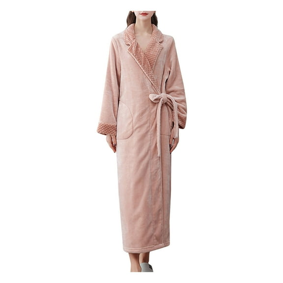 Lindreshi Robes for Women Clearance Adult 's Home Wear Flannel Nightgown Long Coral Velvet Bathrobe