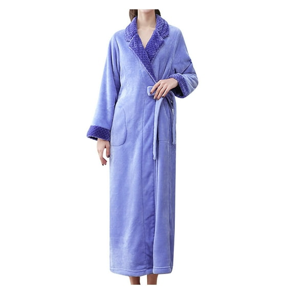 Lindreshi Robes for Women Clearance Adult 's Home Wear Flannel Nightgown Long Coral Velvet Bathrobe