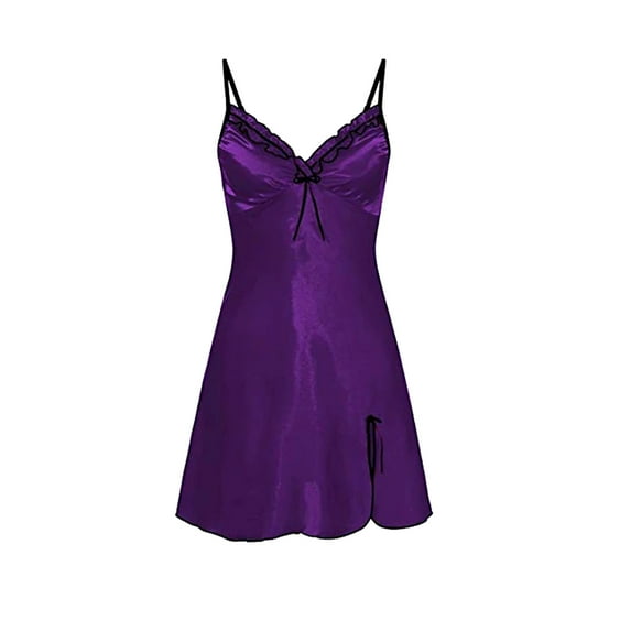 Lindreshi Robes for Women Clearance Ladies Sexy Nightgown V-neck Big Open back Hem Sexy Satin Nightgown
