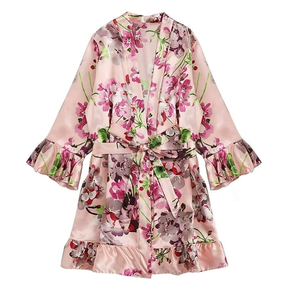 Lindreshi Robes for Women Clearance Satin Silk Pajamas Women Nightdress Lingerie Robes Underwear Sleepwear Sexy