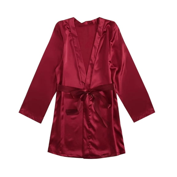 Lindreshi Robes for Women Clearance Satin Silk Pajamas Women Nightdress Lingerie Robes Underwear Sleepwear Sexy