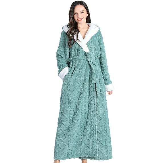 Lindreshi Robes for Women Fuzzy Women's Winter Warm Nightgown Couple Bathrobe Men and Women and Winter Nightgown