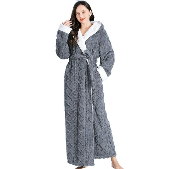 Lindreshi Robes for Women Fuzzy Women's Winter Warm Nightgown Couple Bathrobe Men and Women and Winter Nightgown
