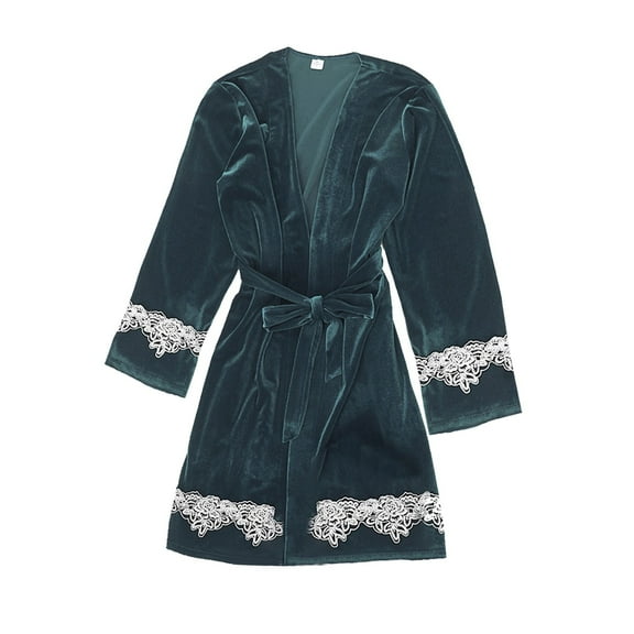 Lindreshi Robes for Women Plus Size 4X Nightgown Gold Velvet Pajamas Lace Robes Underwear Sleepwear Trousers