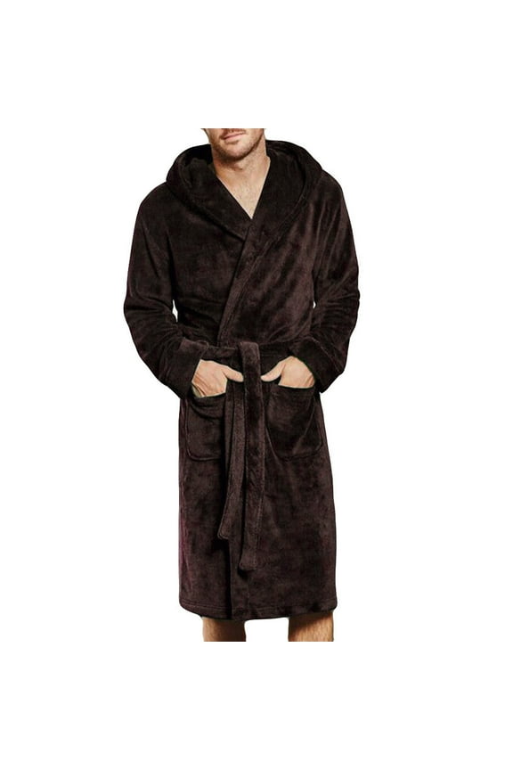 Robes for Women Plus Size 5X Men's Winter Lengthened Coralline Plush Shawl Bathrobe Long Sleeved Robe Coat