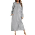 thumbnail image 1 of Lindreshi Robes for Women with Hood Women's Casual Winter Leng Bathrobe Home Clothes Hood Long Sleeve Dress, 1 of 6