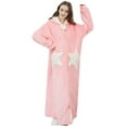 thumbnail image 1 of Lindreshi Robes for Women with Hood Womens Splice Hooded Thicken Coral Fleece Robe Pocket Bathrobe Sleepwear Pajamas, 1 of 6