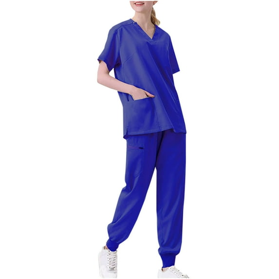 Lindreshi Scrubs for Women Sets Women's Polyester/Cotton Design Hand Wash Gowns Short Sleeve Nurse's Workwear Separate Set