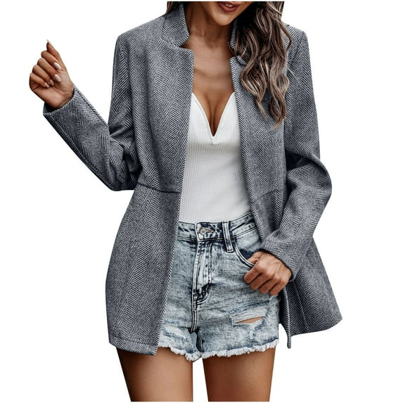 Lindreshi Shackets for Women 2023 with Pockets Fashion Women's Color Long Sleeve Slim Tops Blouse Suit Outwear