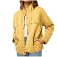 thumbnail image 1 of Lindreshi Shackets for Women 2023 with Pockets Ladies Solid Color Stand Collar Long Sleeve Casual Padded Jacket, 1 of 4
