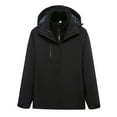 thumbnail image 1 of Lindreshi Shackets for Women 2023 with Pockets Women Detachable Cap and Windproof Thick Three-in-one Jacket Outdoor Sports Warm Jacket, 1 of 3