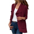 thumbnail image 1 of Lindreshi Shackets for Women 2023 with Pockets Women Solid Color Casual Long Sleeve Pocket Mid-Length Cardigan Tops Blouse Coat, 1 of 6
