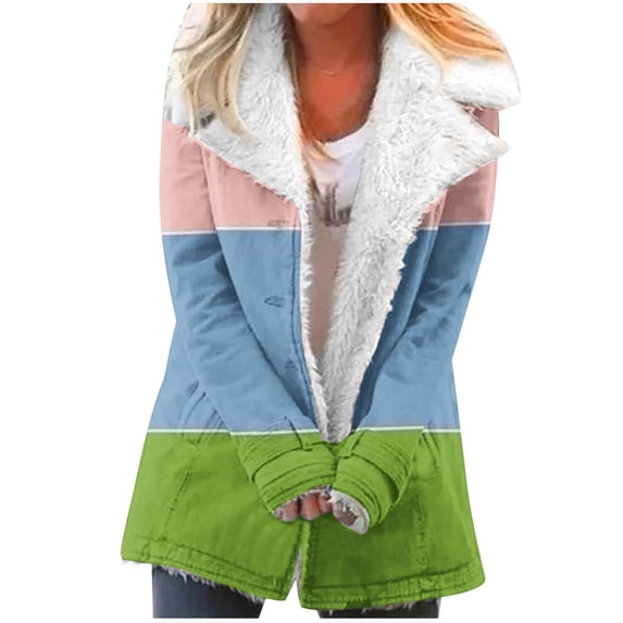 Lindreshi Shackets for Women 2023 with Pockets Women's Fashion Long Sleeve Pocket Plush Button Coat