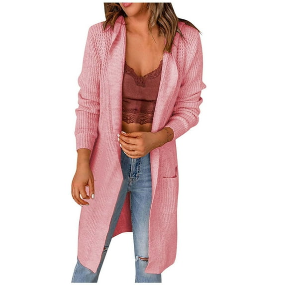 Lindreshi Shackets for Women 2023 with Pockets Women's Fashion Top Cardigan Pocket Medium and Long Term Outwear Long Sleeve Coat