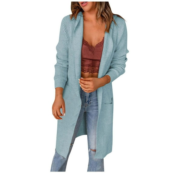 Lindreshi Shackets for Women with Pockets Women's Fashion Top Cardigan Pocket Medium and Long Term Outwear Long Sleeve Coat