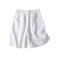 thumbnail image 1 of Lindreshi Shorts for Women Clearance Pants For Women Casual Summer Elastic High Waist Linen Pant Pockets Shorts Half Shorts Pants, 1 of 5