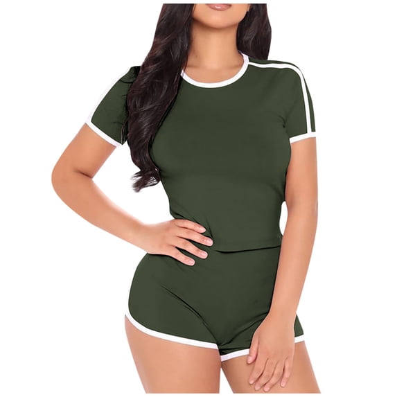 Lindreshi Shorts for Women Two-Piece Sets Women Short Sleeves Tops Sports Shorts Sweatpants Sweatsuit