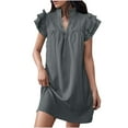 thumbnail image 1 of Lindreshi Summer Dresses for Women 2024 Fashion Women Casual Dress V-Neck Short Sleeve Dress Long Waist Dress, 1 of 5
