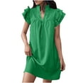 thumbnail image 1 of Lindreshi Summer Dresses for Women 2024 Fashion Women Casual Dress V-Neck Short Sleeve Dress Long Waist Dress, 1 of 5