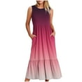 thumbnail image 1 of Lindreshi Summer Dresses for Women 2024 Women's Fashionable Sleeveless Pocket Round Neck Printing Loose Long Dress, 1 of 4