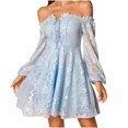 thumbnail image 1 of Lindreshi Summer Dresses for Women 2024 Women's Mbroidered Lace One Shoulder Short Skirt Sweet Beauty Style, 1 of 5